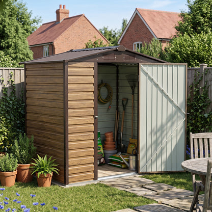 4 x 6FT Metal Apex Roof Garden Storage Shed