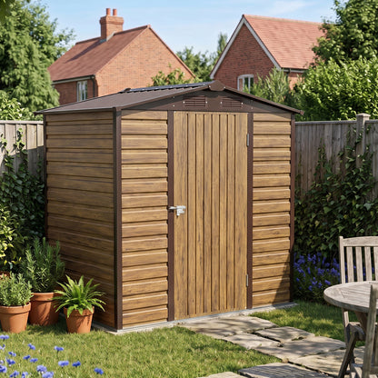 4 x 6FT Metal Apex Roof Garden Storage Shed