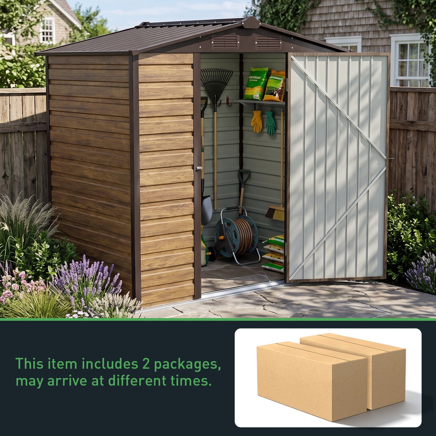 4 x 6FT Metal Apex Roof Garden Storage Shed