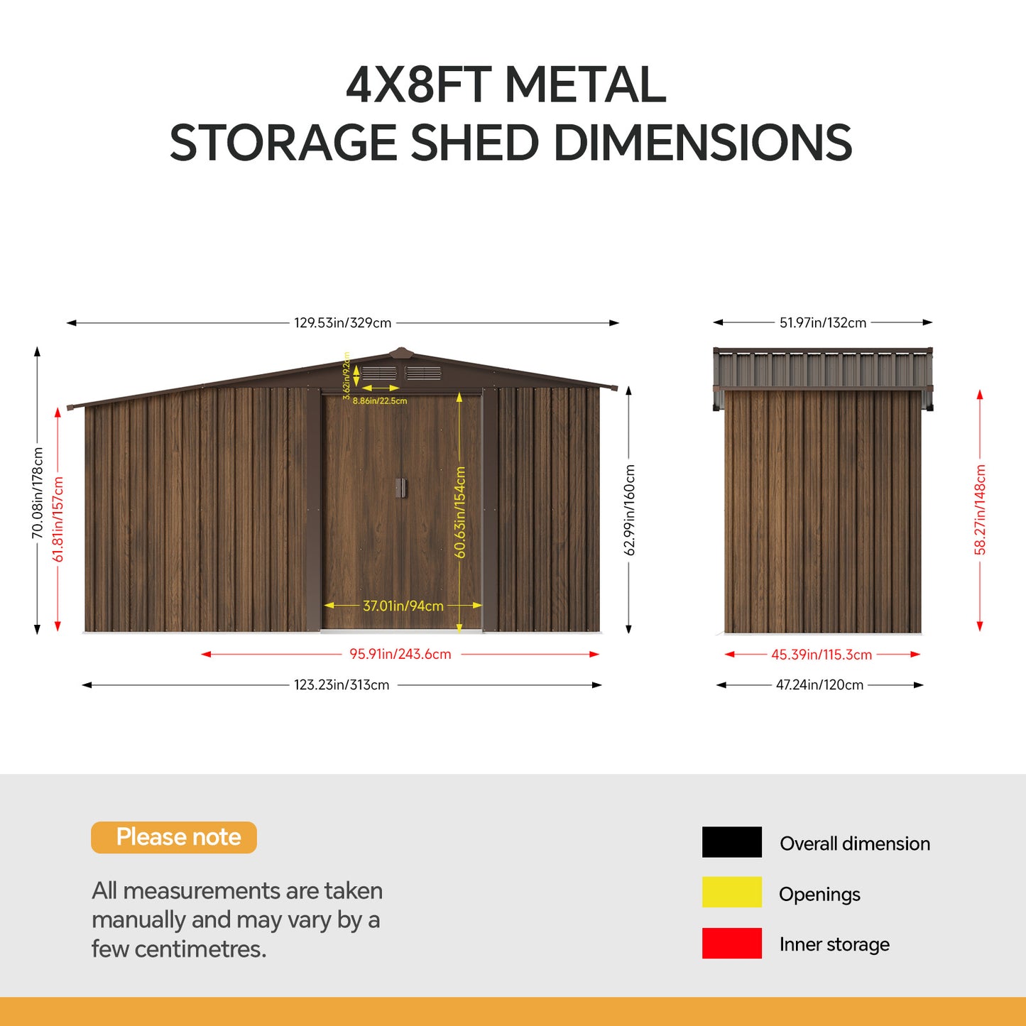4x8FT Metal Garden Storage Shed with Log Storage