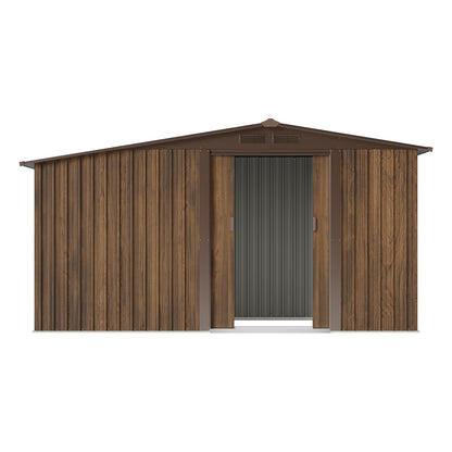 4x8FT Metal Garden Storage Shed with Log Storage