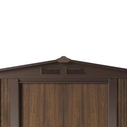 4x8FT Metal Garden Storage Shed with Log Storage