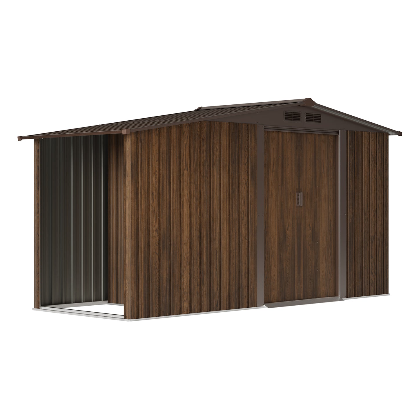 4x8FT Metal Garden Storage Shed with Log Storage