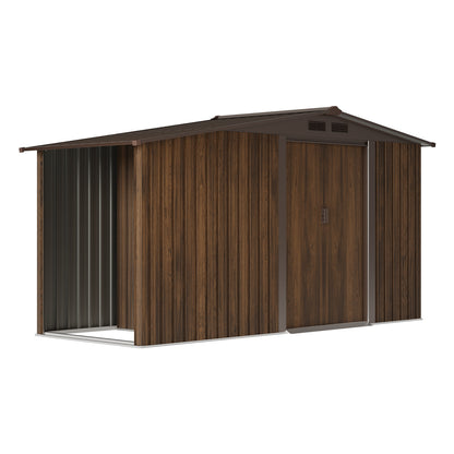 4x8FT Metal Garden Storage Shed with Log Storage