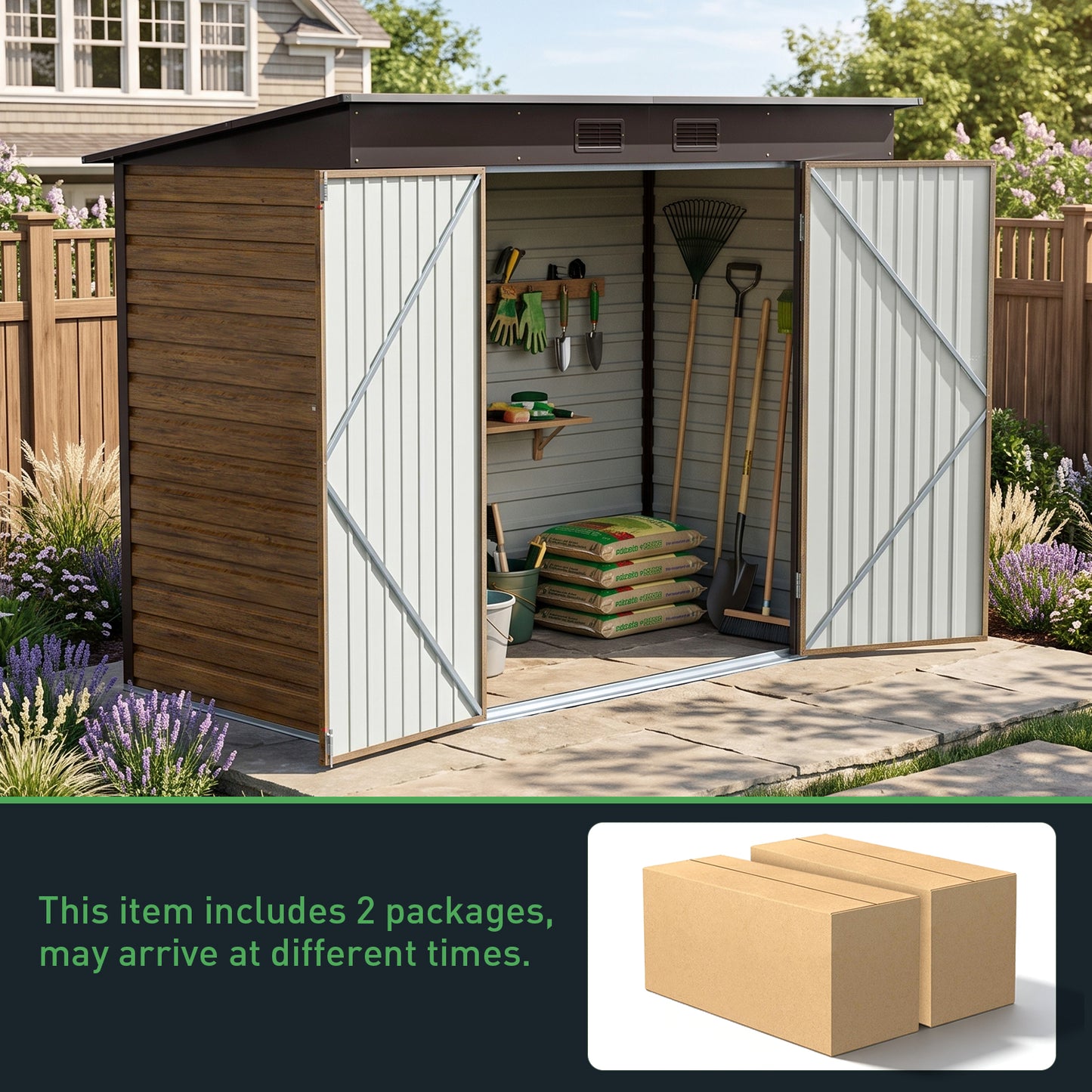 8x4FT Outdoor Metal Storage Shed