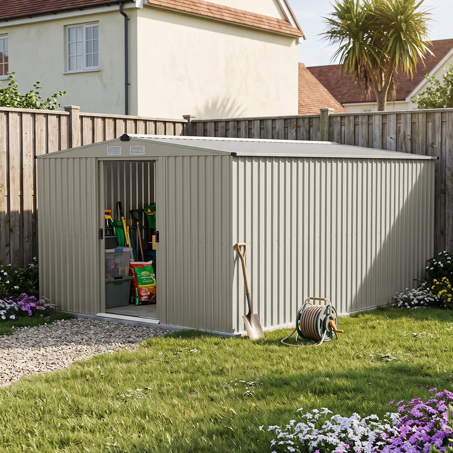 12x10FT Outdoor Metal Garden Storage Shed
