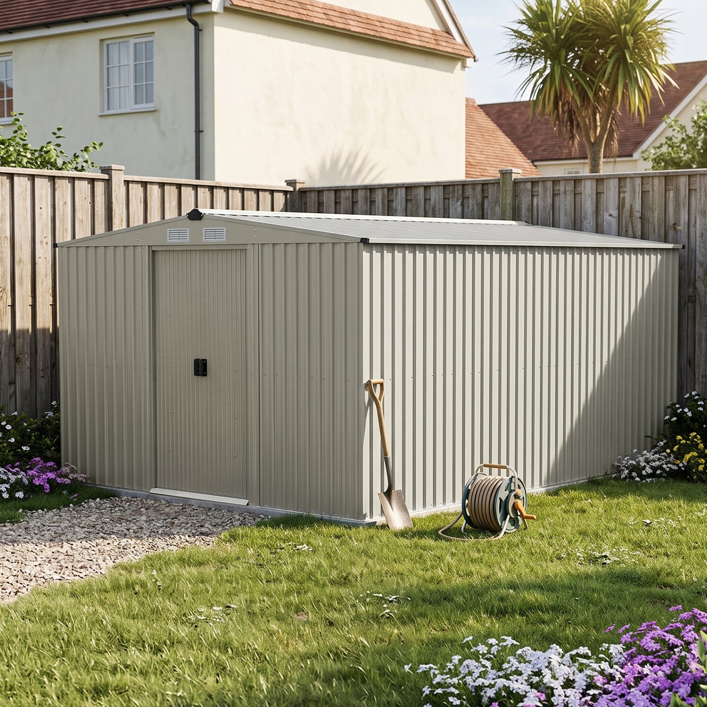 12x10FT Outdoor Metal Garden Storage Shed