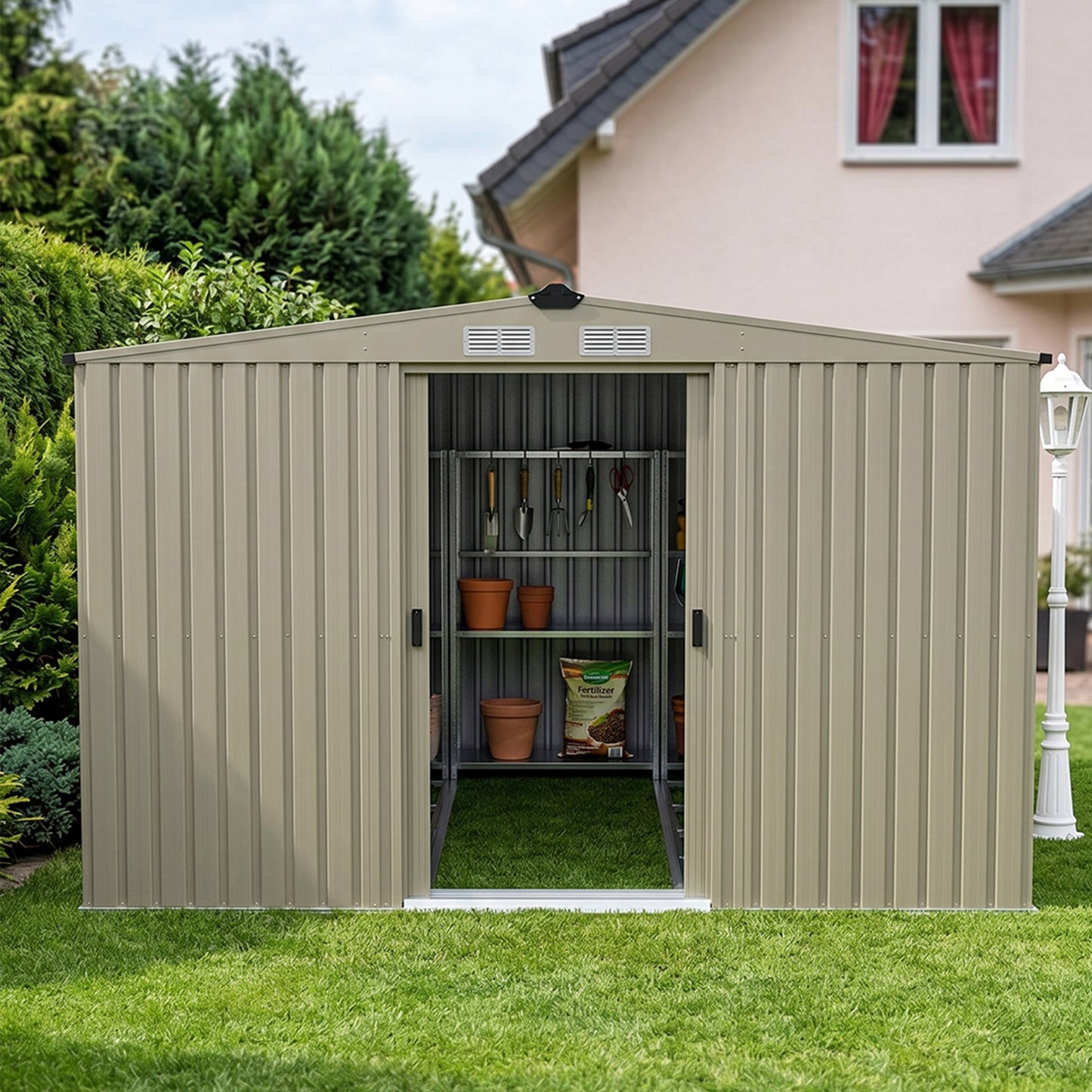 12x10FT Outdoor Metal Garden Storage Shed