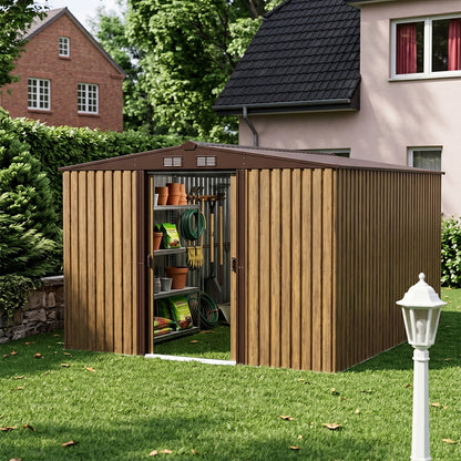 12x10 FT Large Metal Garden Tool Storage Shed