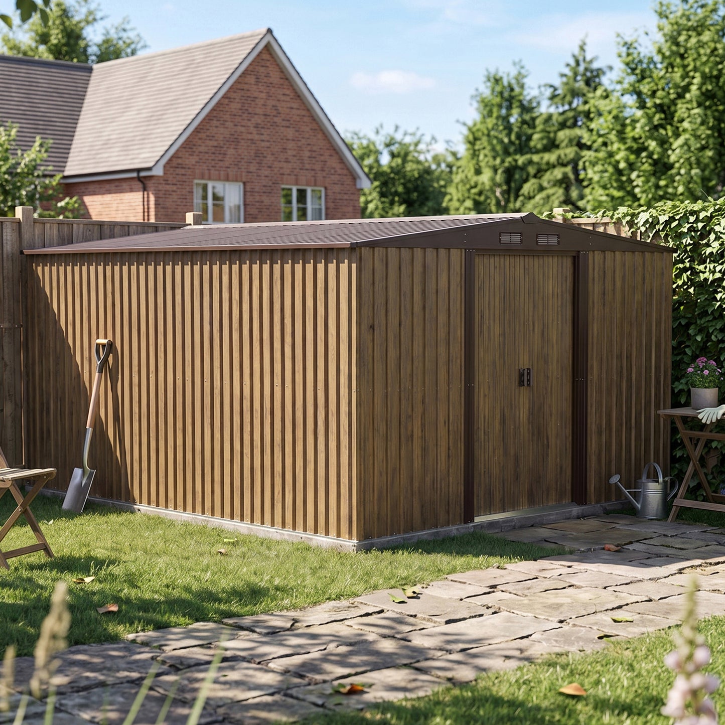 12x10 FT Large Metal Garden Tool Storage Shed