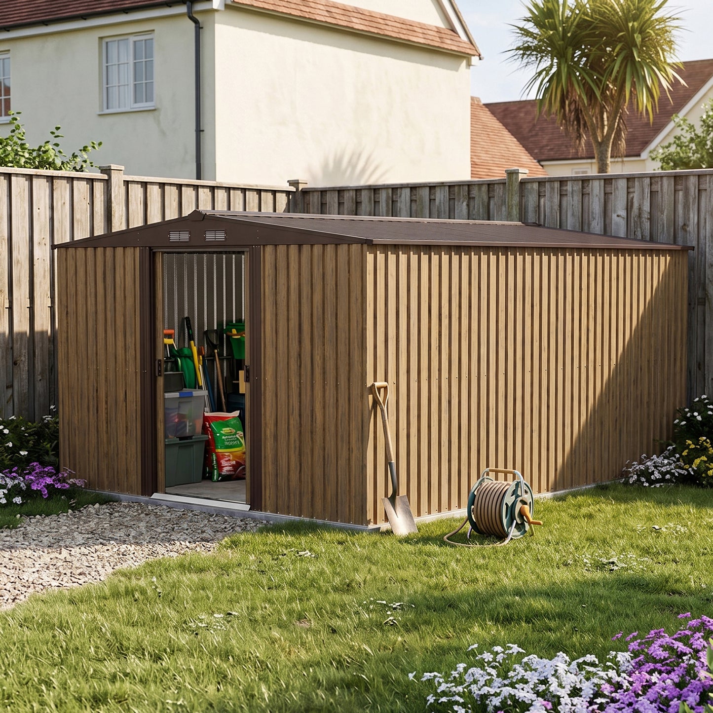 12x10 FT Large Metal Garden Tool Storage Shed