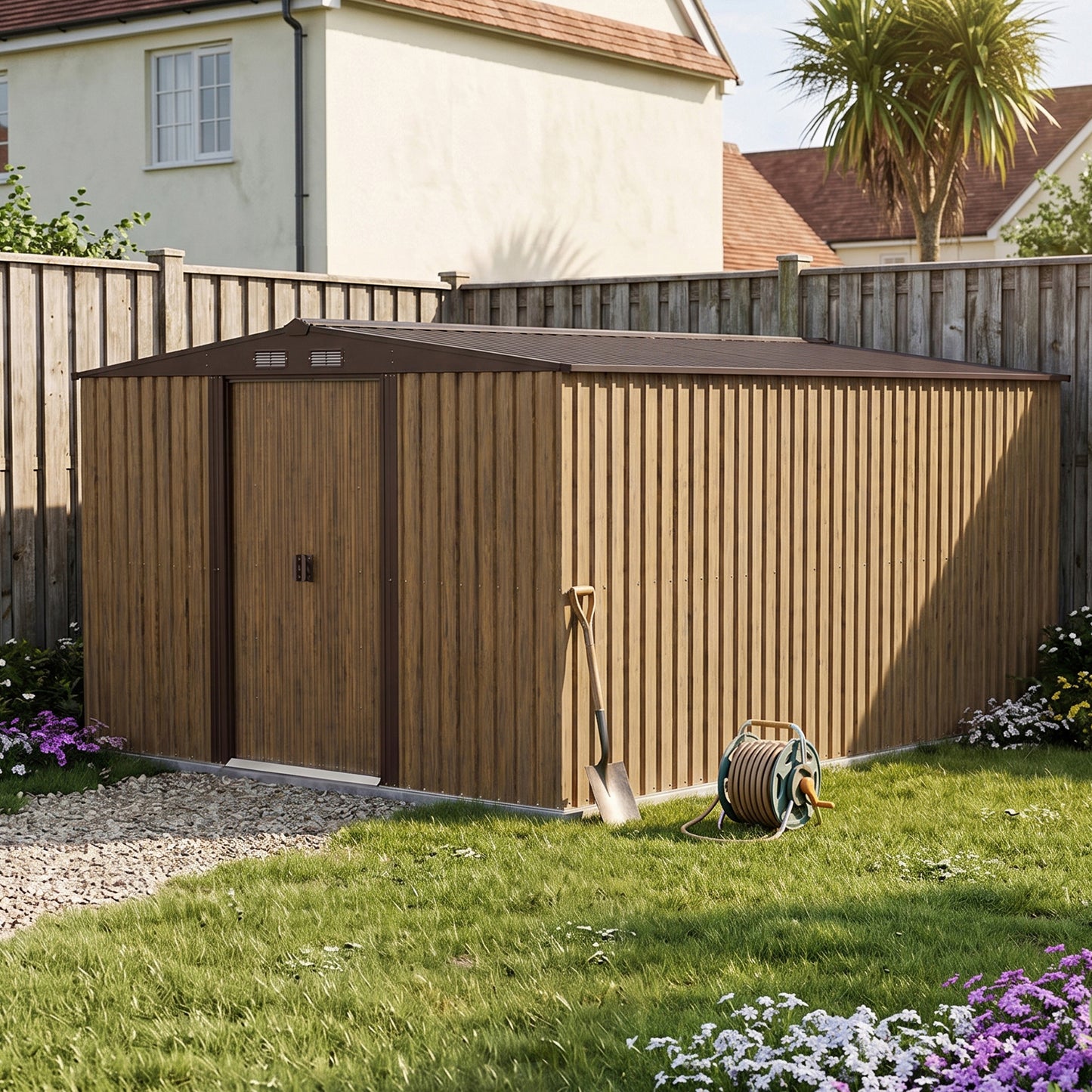 12x10 FT Large Metal Garden Tool Storage Shed