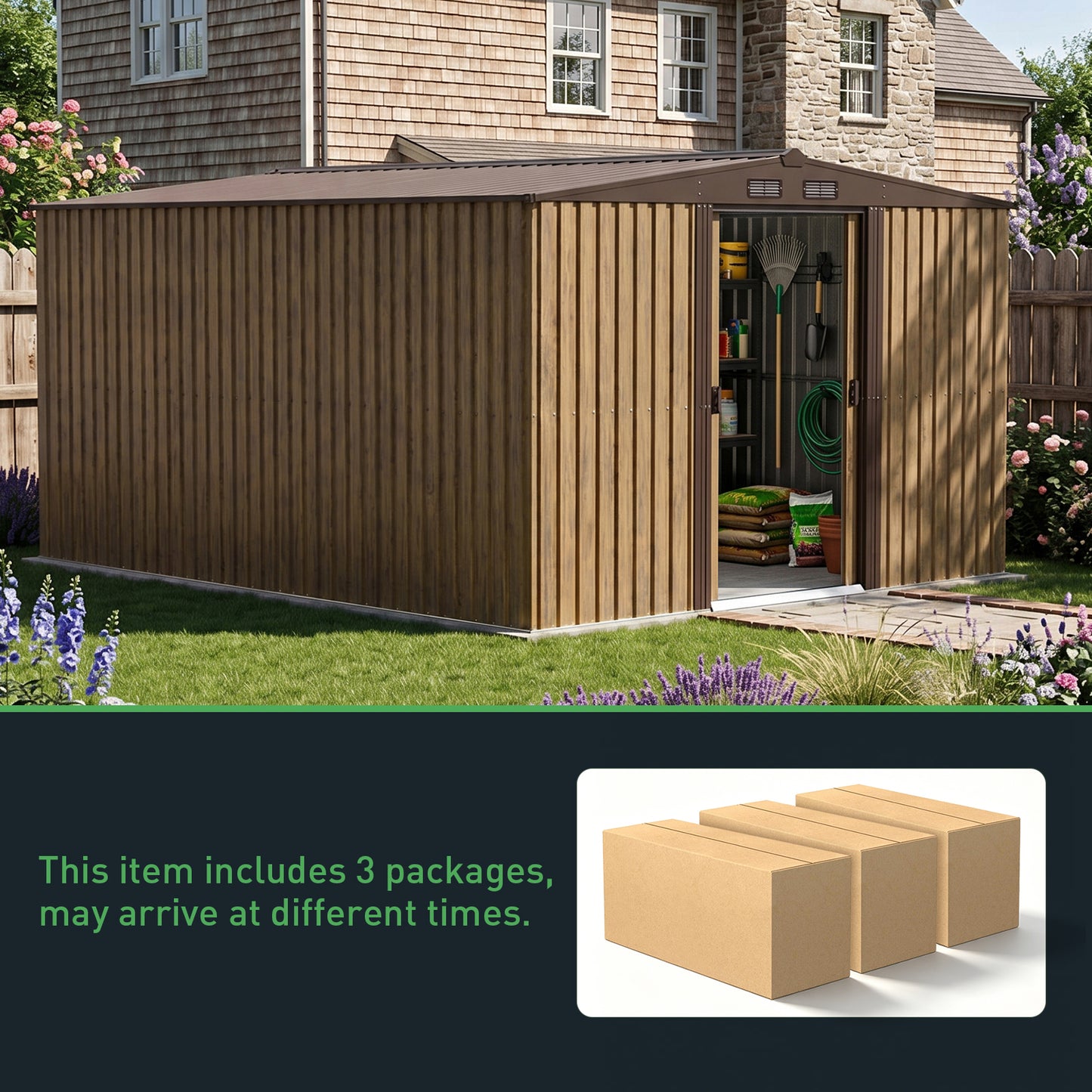 12x10 FT Large Metal Garden Tool Storage Shed