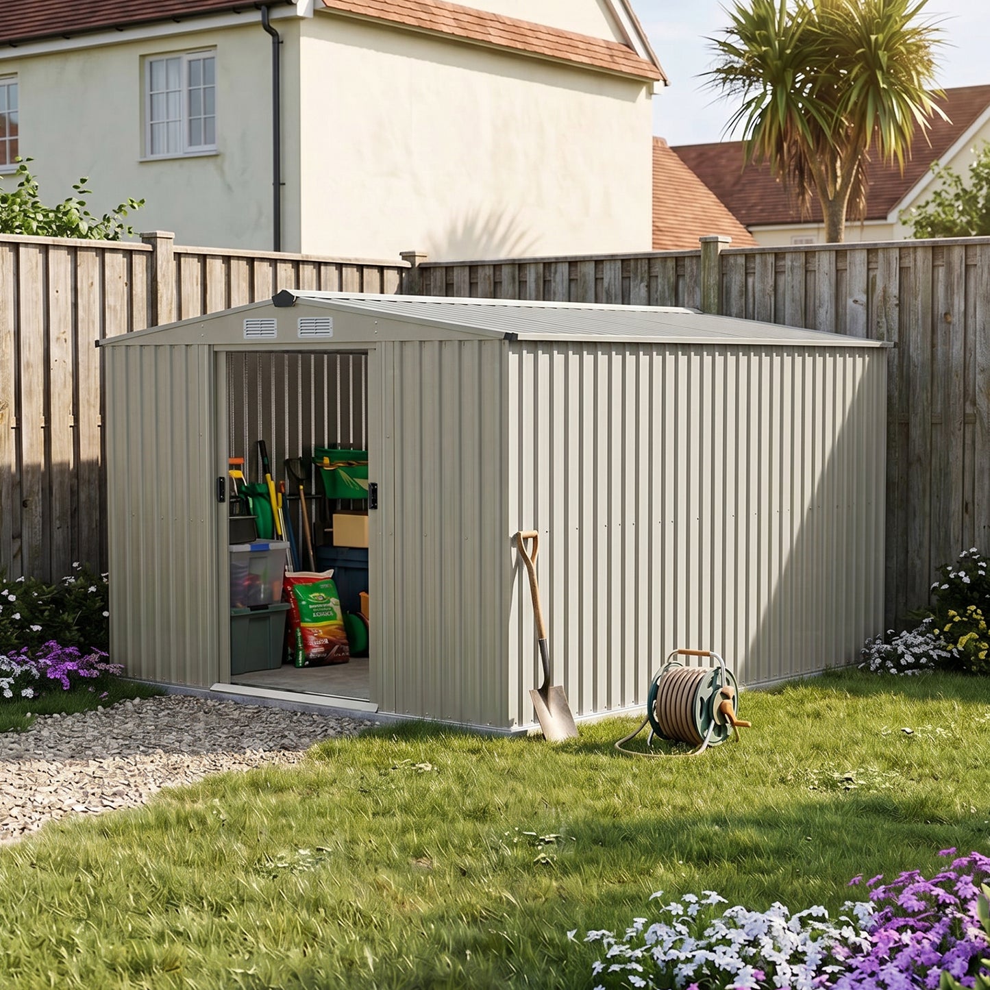 10x8 FT Large Metal Garden Tool Storage Shed
