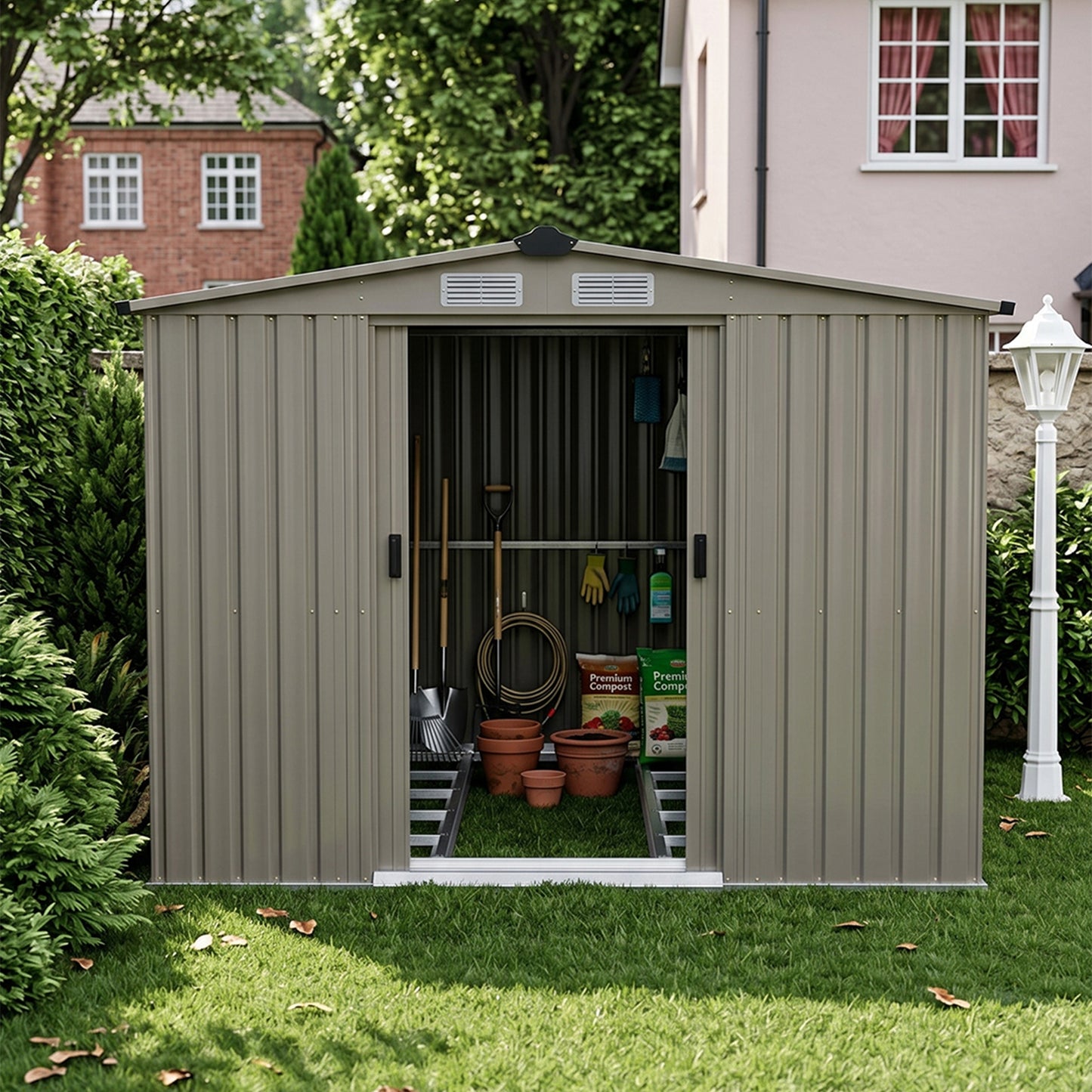10x8 FT Large Metal Garden Tool Storage Shed