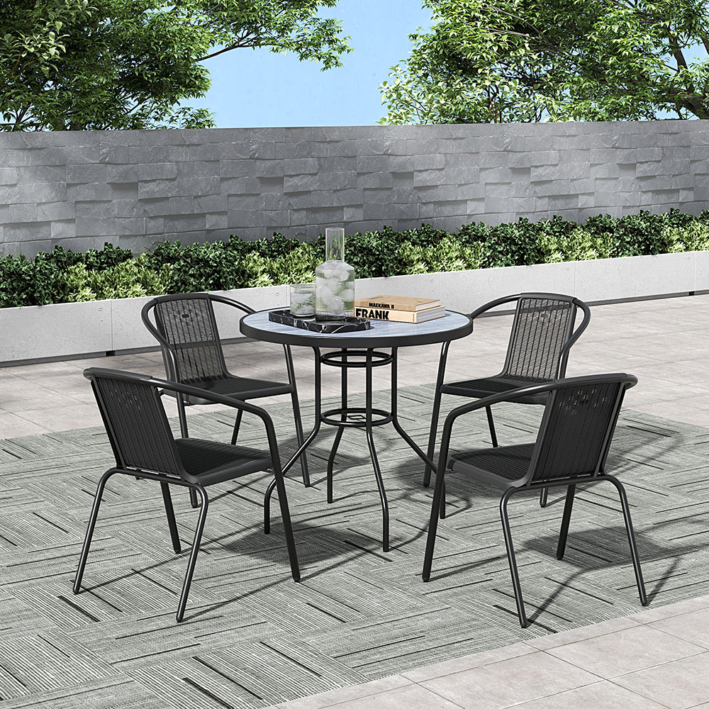 Garden Tempered Glass Wood Grain Coffee Table