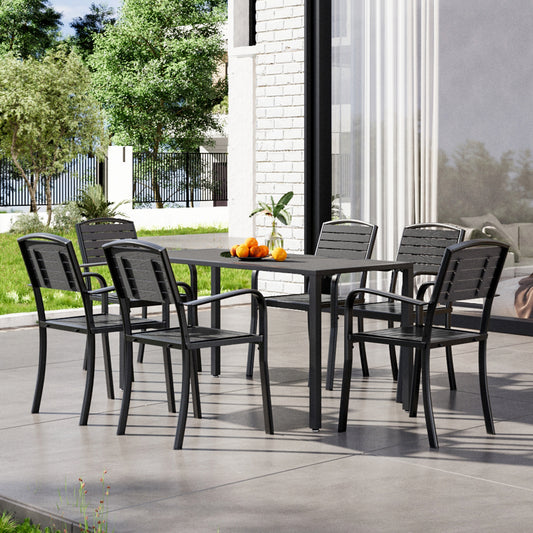 70CM Depth Grey Outdoor Dining Table with Parasol Hole