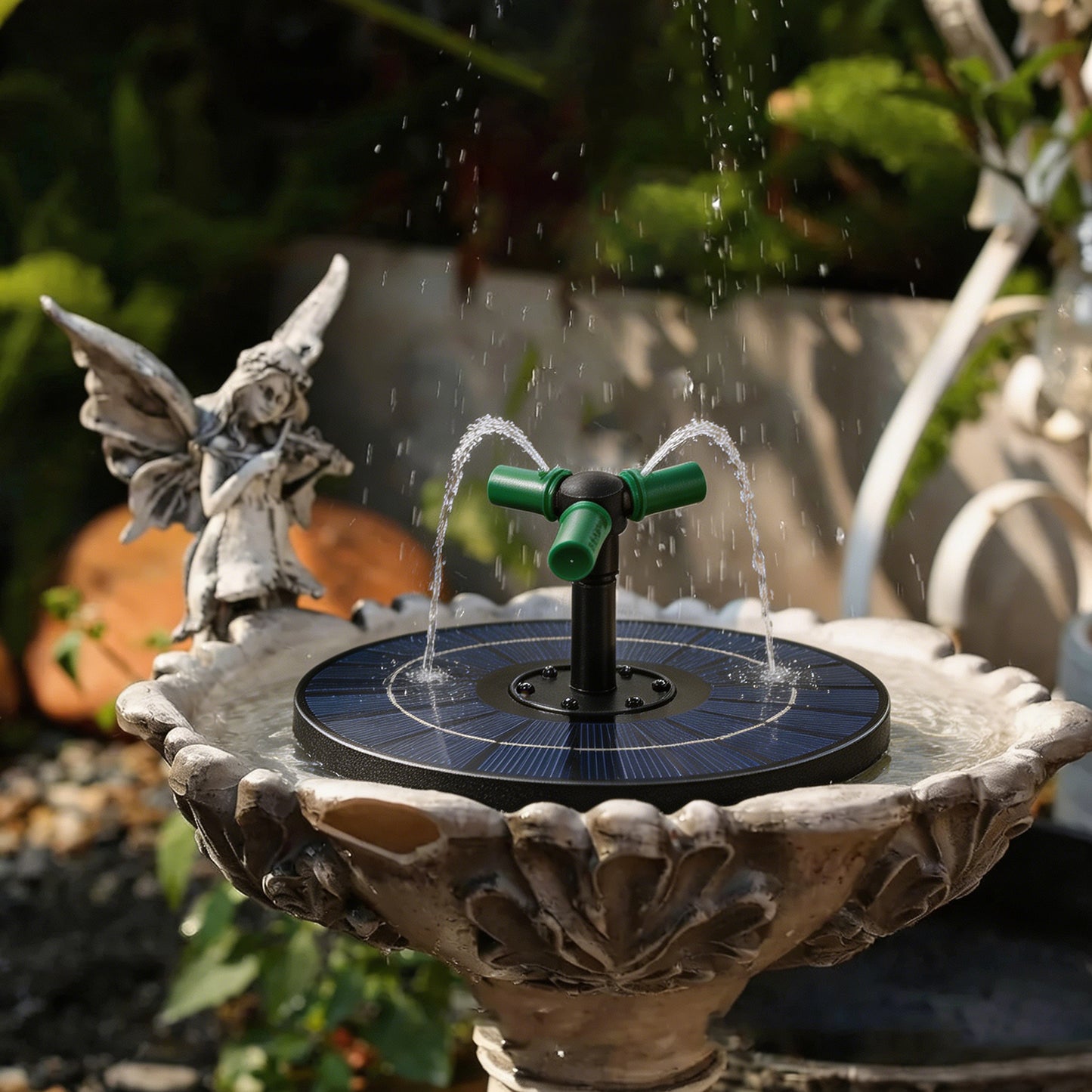 Floating Solar Fountain with Interchangeable Spray Heads