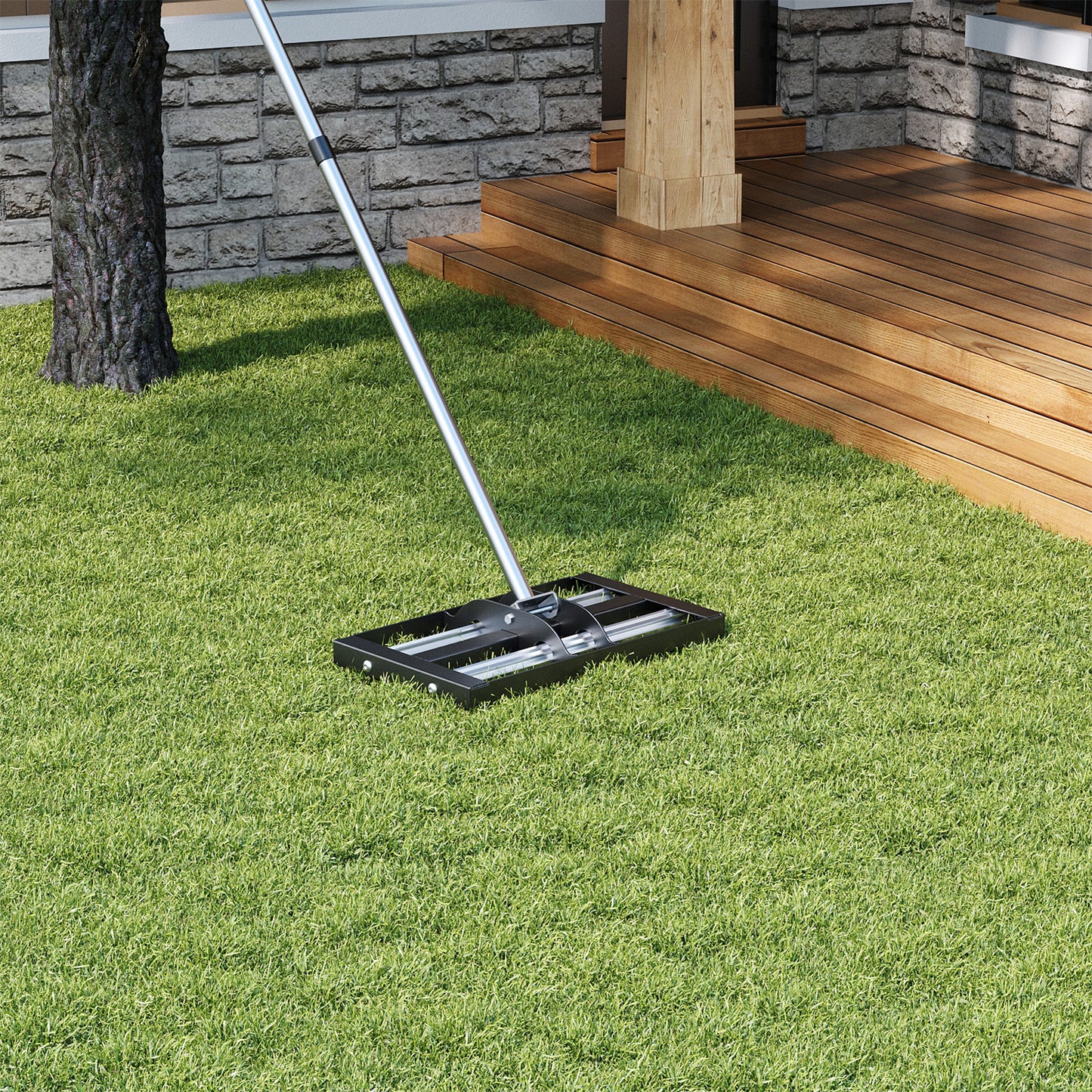 43CM/76CM/114CM Garden Lawn Levelling Rake with 198CM/213CM Extended Handle Length