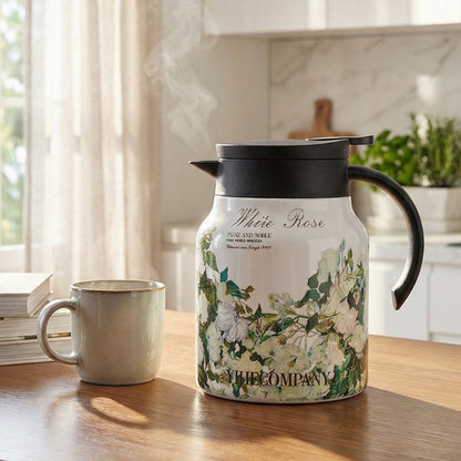 Vintage Floral Pattern Thermal Carafe Teapot with Built-in Infuser
