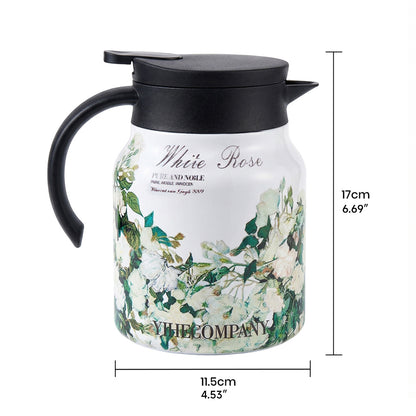 Vintage Floral Pattern Thermal Carafe Teapot with Built-in Infuser