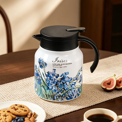 Vintage Floral Pattern Thermal Carafe Teapot with Built-in Infuser