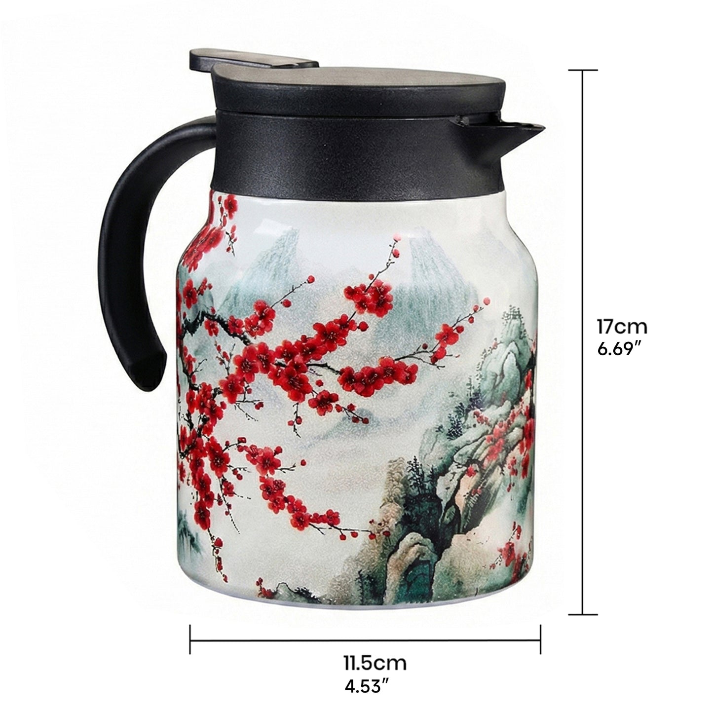 Vintage Floral Pattern Thermal Carafe Teapot with Built-in Infuser