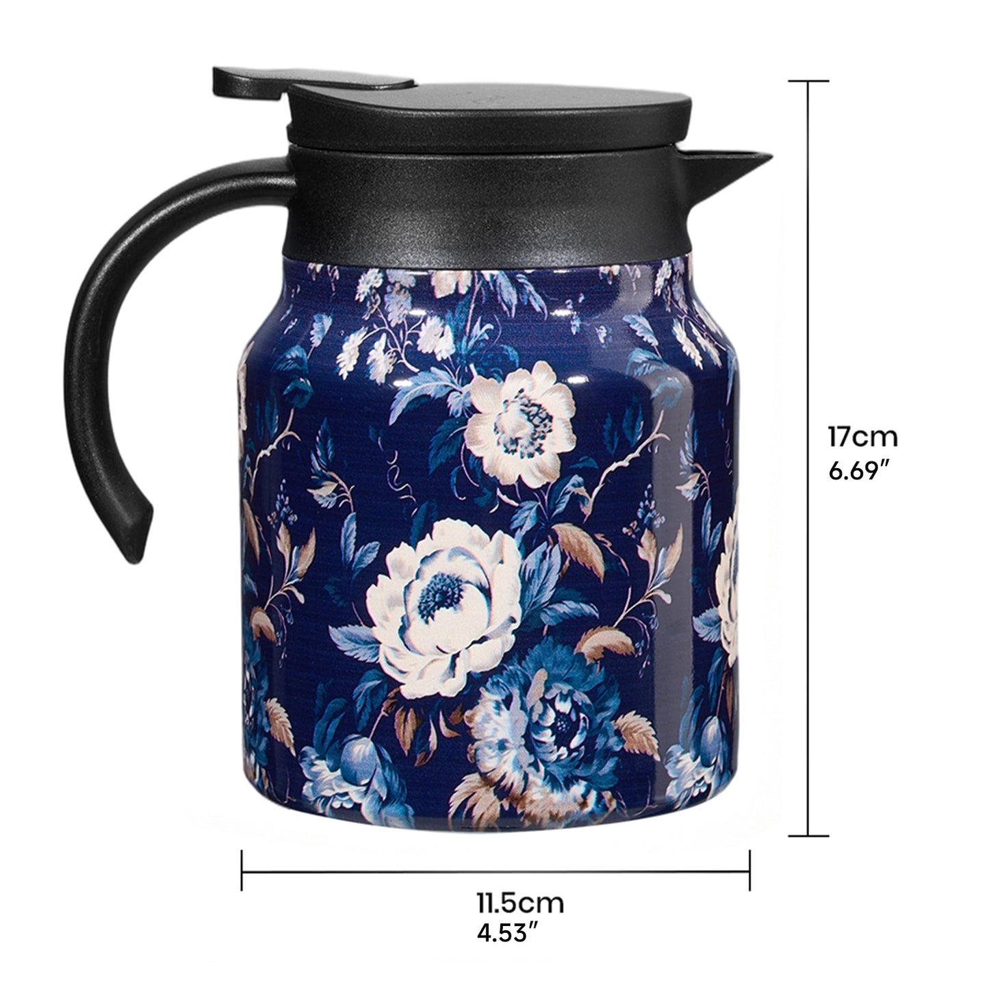 Vintage Floral Pattern Thermal Carafe Teapot with Built-in Infuser