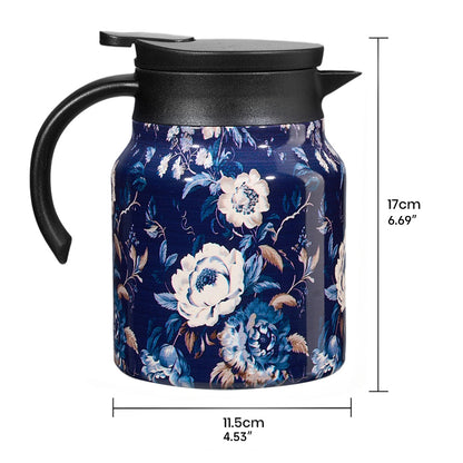Vintage Floral Pattern Thermal Carafe Teapot with Built-in Infuser