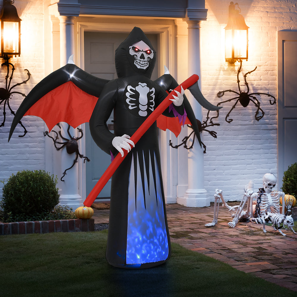 8FT Halloween Inflatable Grim Reaper with Built-in LED Lights