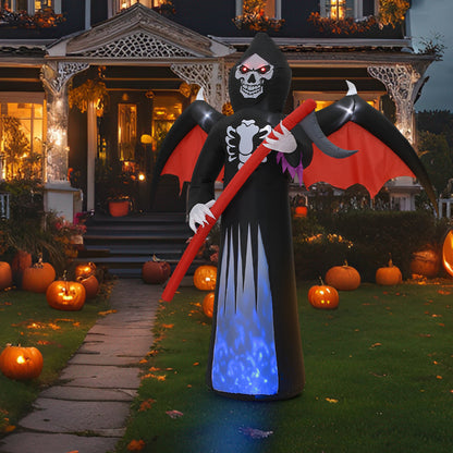 8FT Halloween Inflatable Grim Reaper with Built-in LED Lights