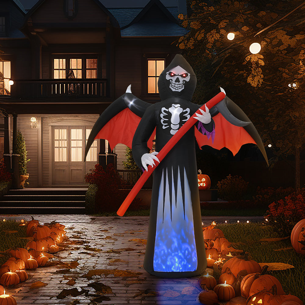 8FT Halloween Inflatable Grim Reaper with Built-in LED Lights