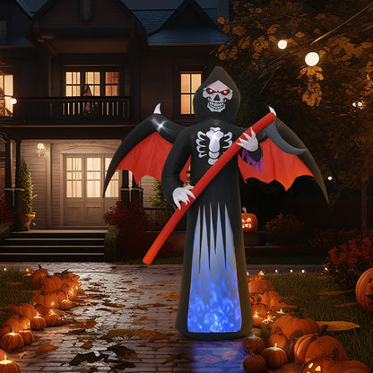 8FT Halloween Inflatable Grim Reaper with Built-in LED Lights