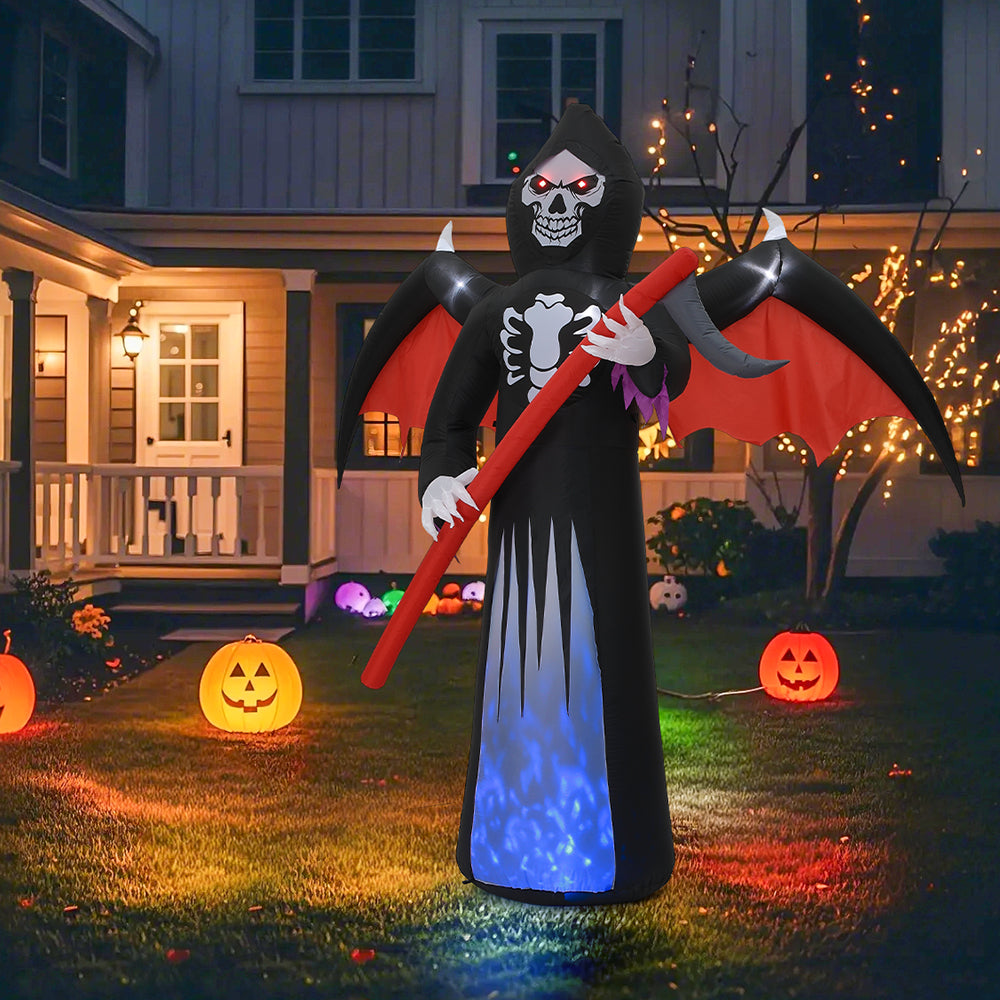 8FT Halloween Inflatable Grim Reaper with Built-in LED Lights