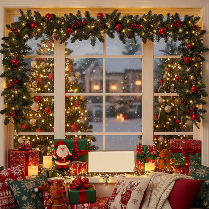 Christmas Wreath with LED Light String