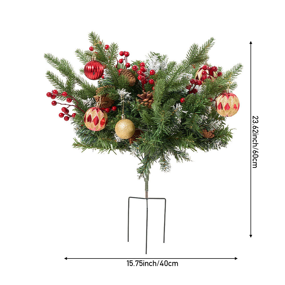 2pcs Artificial Pre-Lit Christmas Planter Bushes Decorations