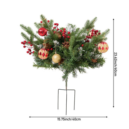 2pcs Artificial Pre-Lit Christmas Planter Bushes Decorations