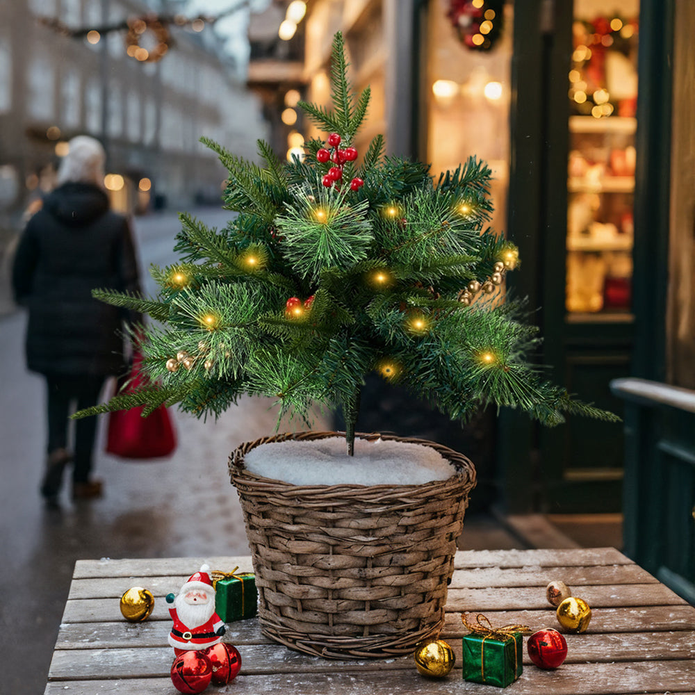 1 Pack Artificial Christmas Tree Urn Filler Decoration with String Lights