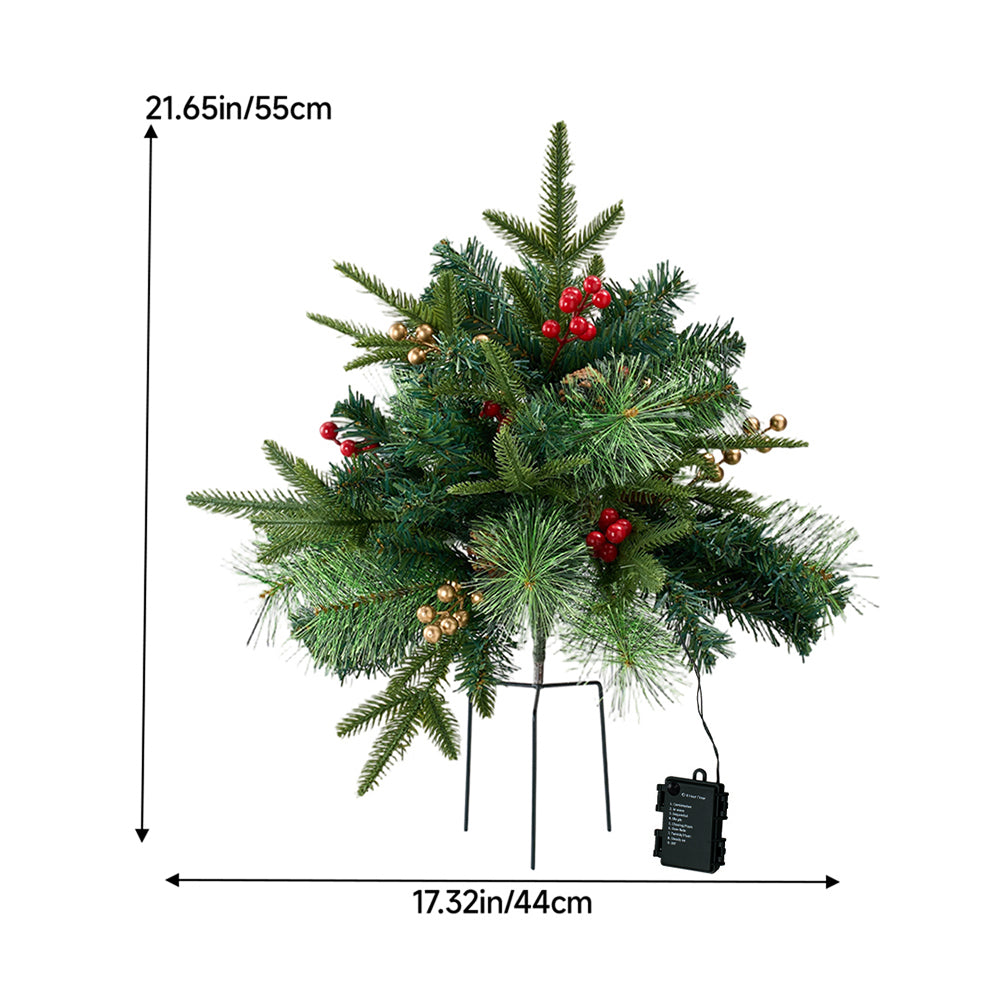 Pack of 2 Artificial Christmas Tree Urn Filler Decoration with String Lights