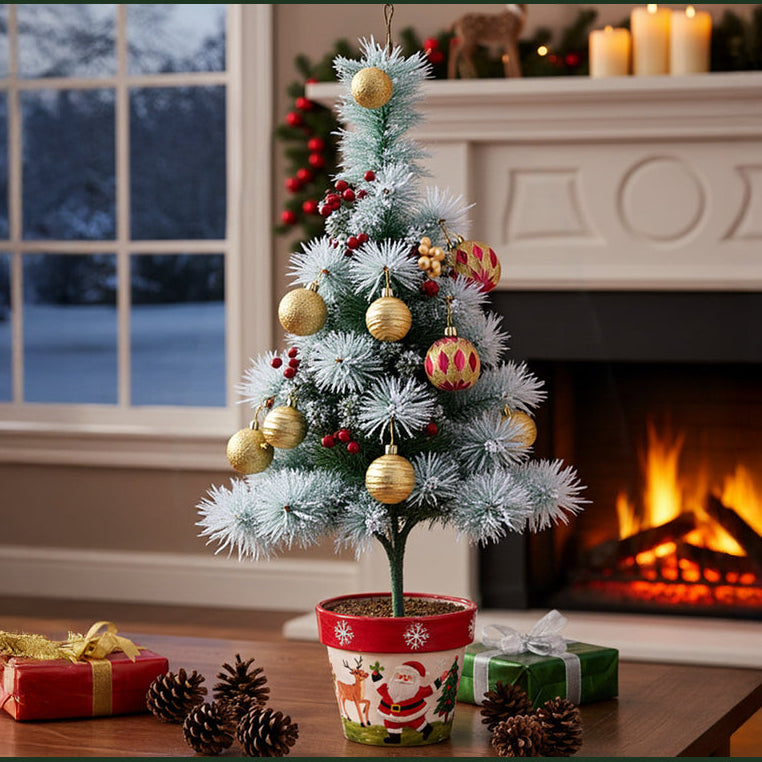 2-Pack Artificial Christmas Trees with Decorations and LED Lights