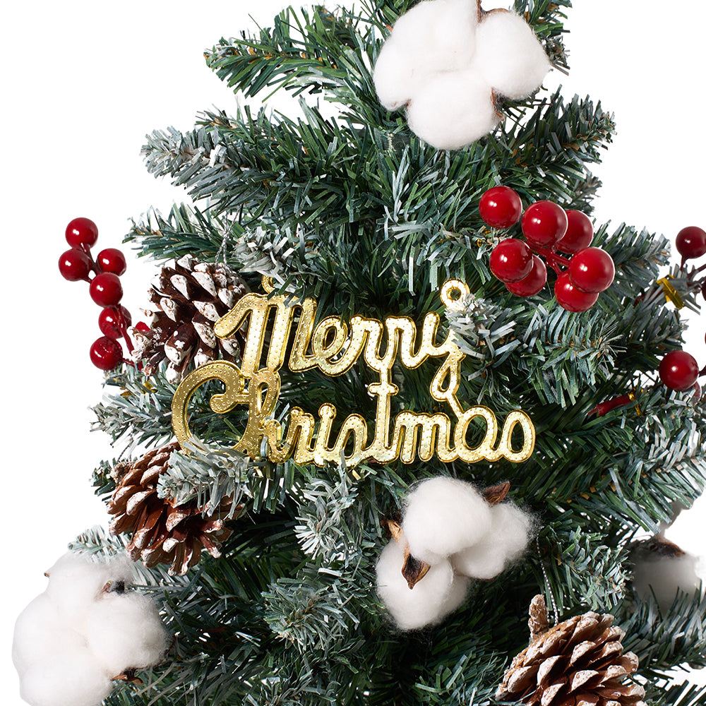 Set of 4 Solar-Powered Artificial Christmas Tree Decorations with String Light