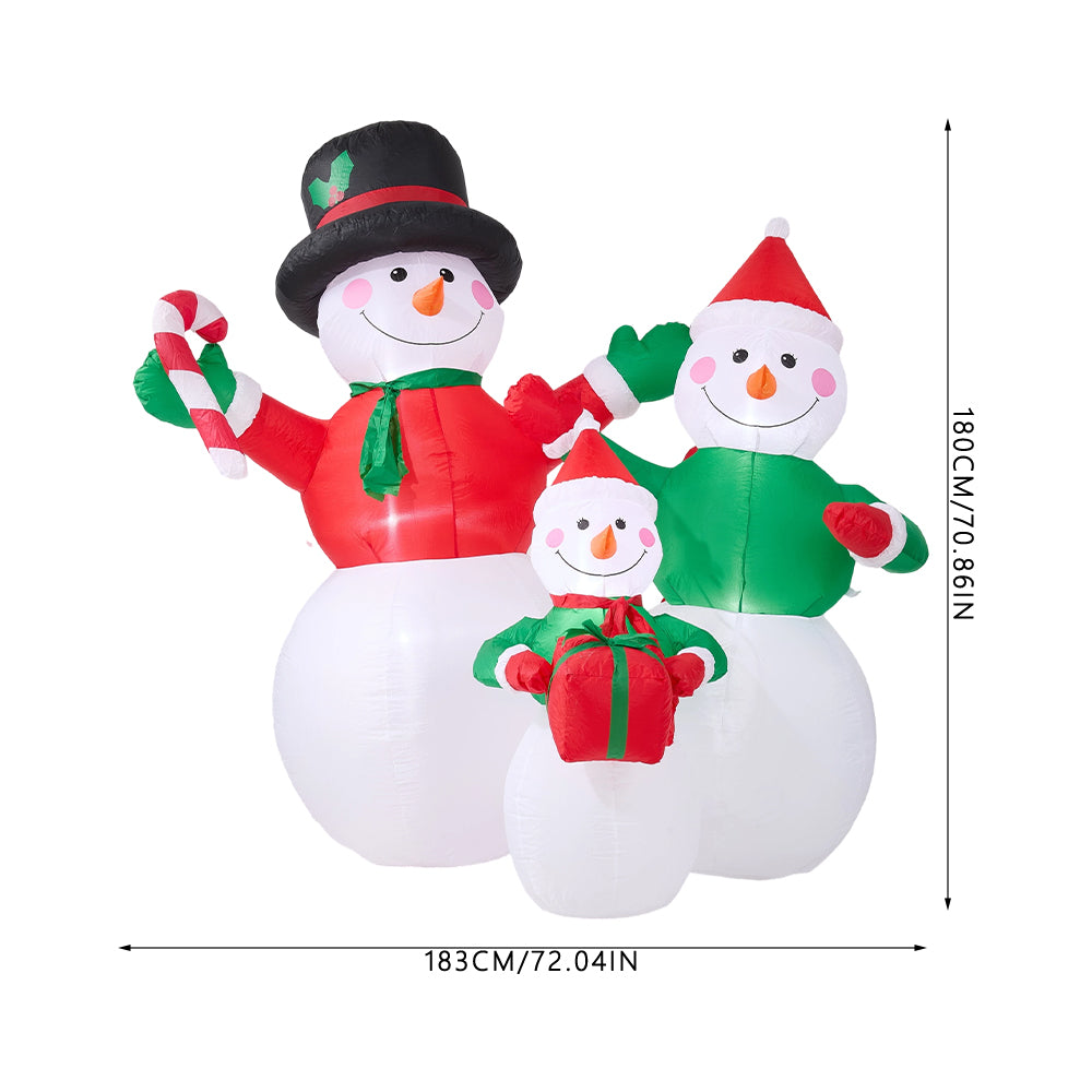 6ft Christmas Inflatable Snowman Family Decorations with LED Lights