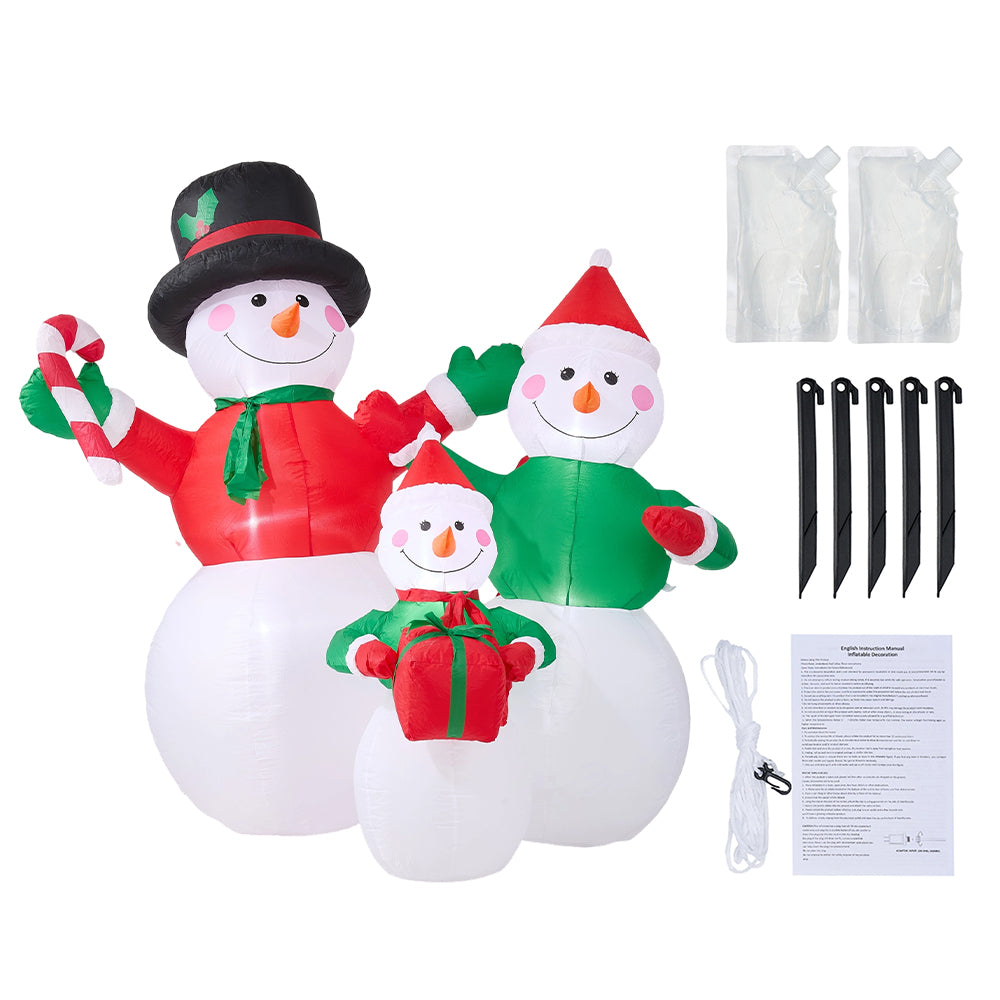 6ft Christmas Inflatable Snowman Family Decorations with LED Lights