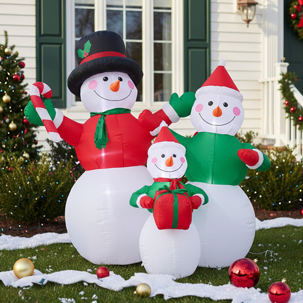 6ft Christmas Inflatable Snowman Family Decorations with LED Lights