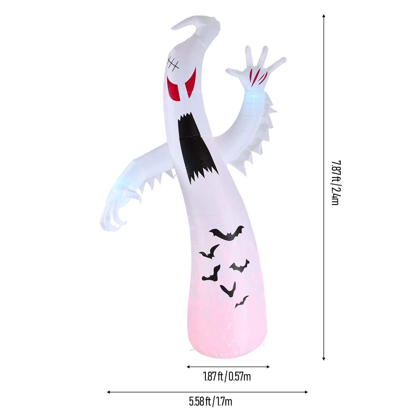 8ft Glowing Inflatable Ghost Decor for Halloween