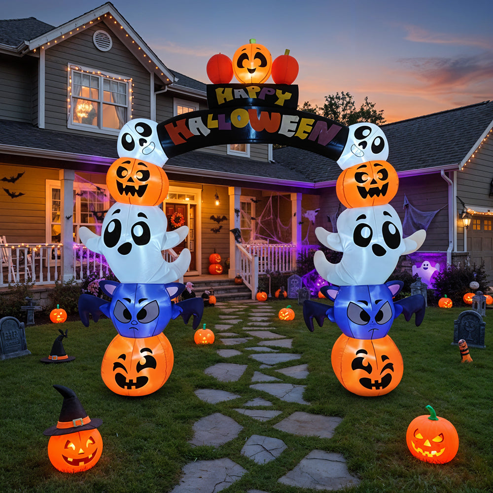 8ft Halloween Inflatable Ghost with Built-in LED Lights