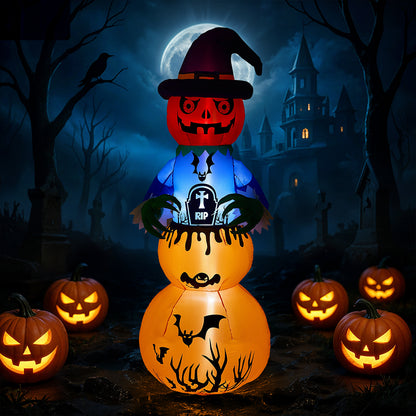 6ft Halloween Inflatable Stacked Pumpkin Ghost Decorations