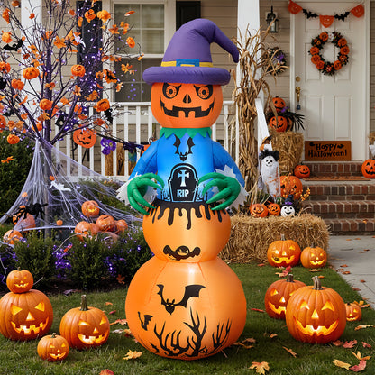 6ft Halloween Inflatable Stacked Pumpkin Ghost Decorations