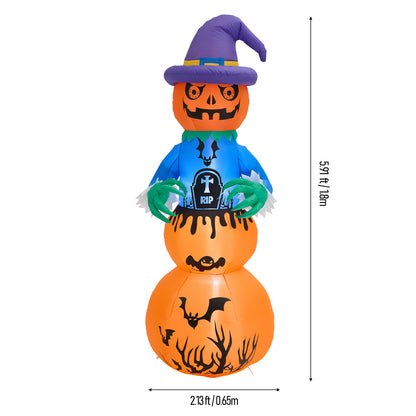 6ft Halloween Inflatable Stacked Pumpkin Ghost Decorations