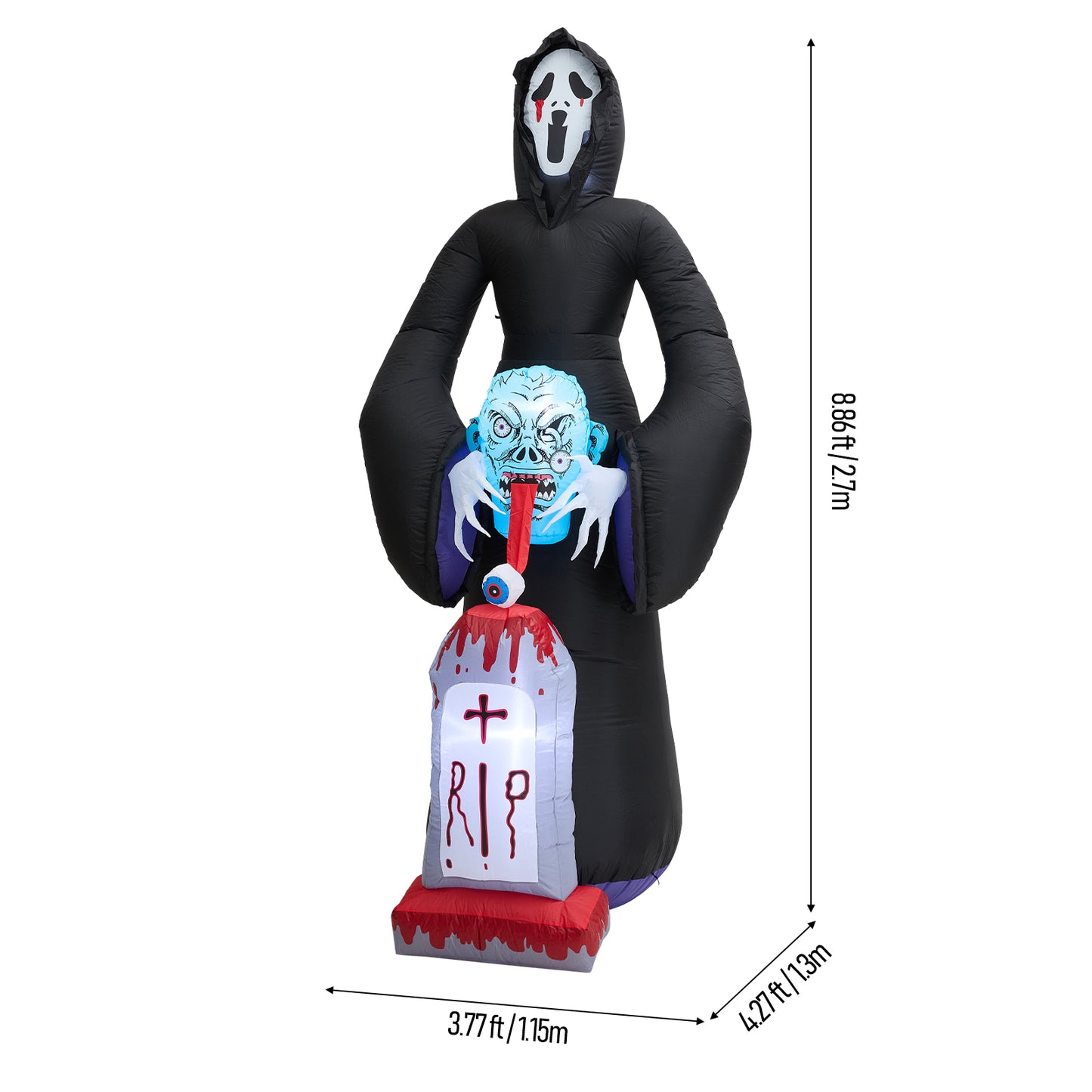 8.9FT Halloween Inflatable Grim Reaper with Built-in Lights